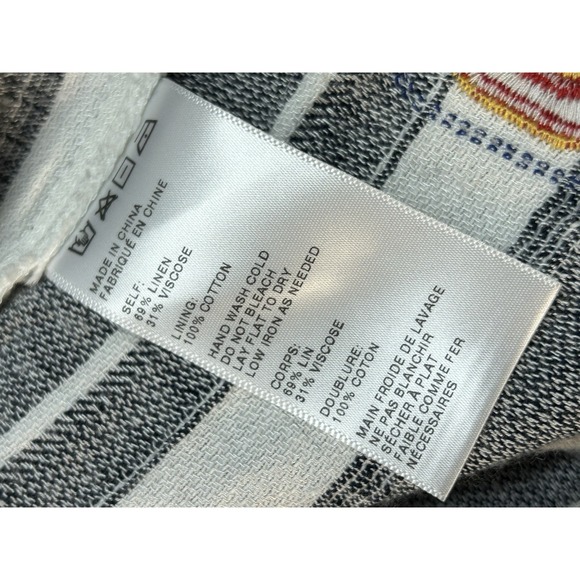 Maeve Anthropologie‎ Vieques Striped Embroidered Tie Back Crop Top M Boxy Fit - Picture 7 of 7